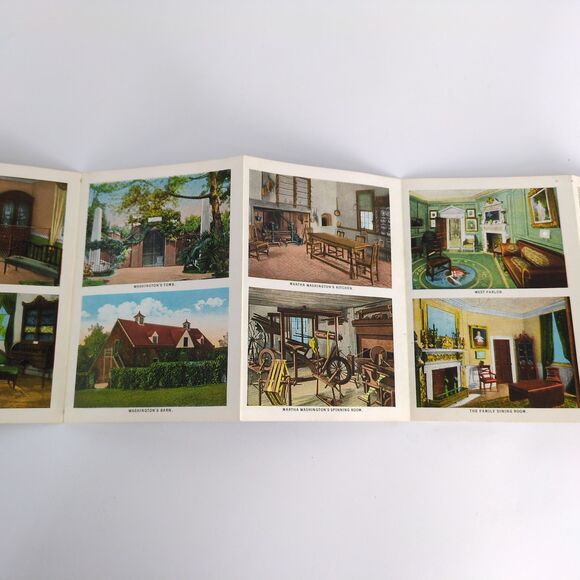 George Washington's Mansion Mt Vernon Virginia 1920s Fold-Out Postcards VA 1927 - Picture 8 of 11